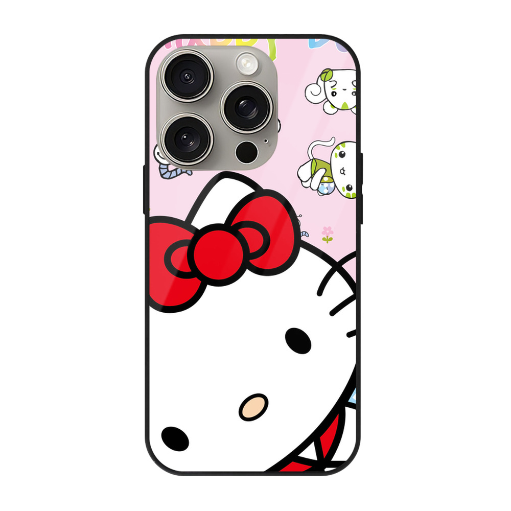 （画像用） Hello Kitty ハローキティ 【iPhone15Pro対応】スマホケース 耐衝撃＆黄変防止 背面ガラス