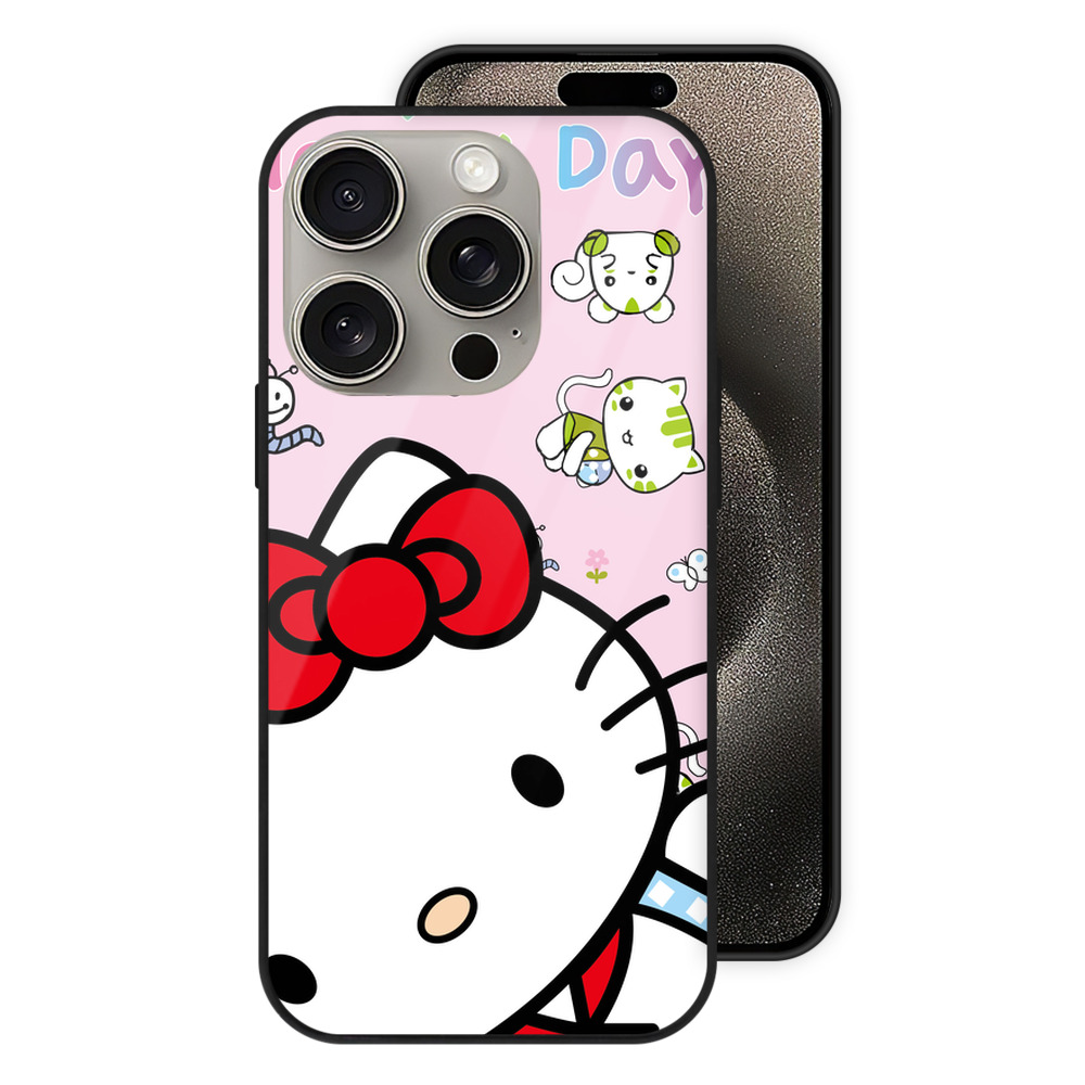 （画像用） Hello Kitty ハローキティ 【iPhone15Pro対応】スマホケース 耐衝撃＆黄変防止 背面ガラス