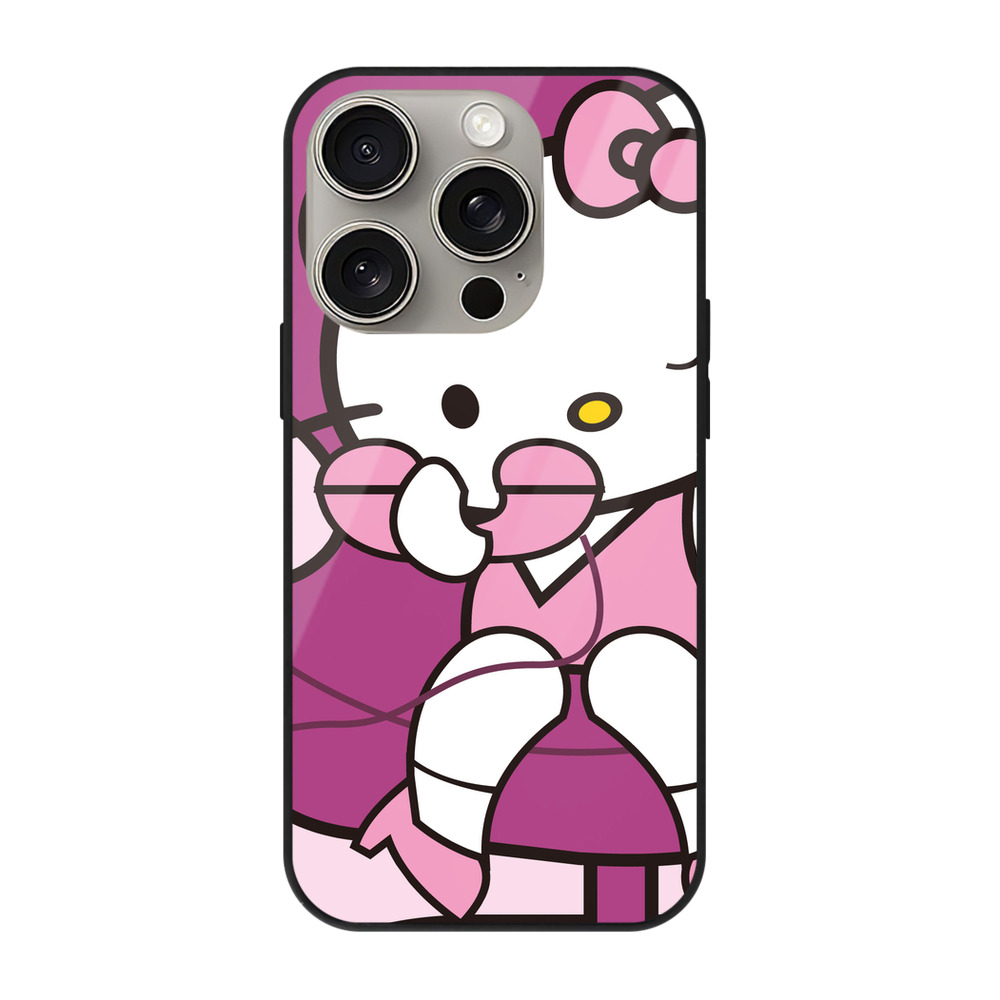 （画像用） Hello Kitty ハローキティ 【iPhone15Pro対応】スマホケース 耐衝撃＆黄変防止 背面ガラス