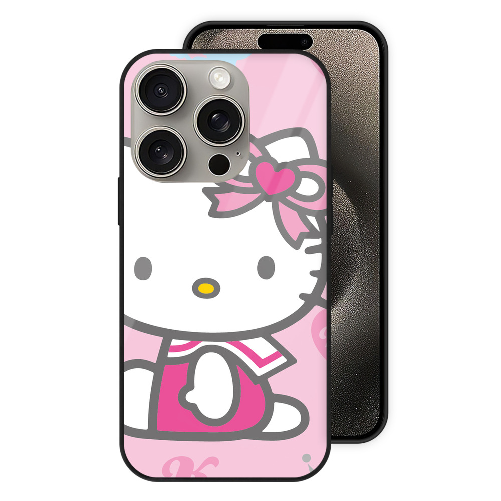 （画像用） Hello Kitty ハローキティ 【iPhone15Pro対応】スマホケース 耐衝撃＆黄変防止 背面ガラス