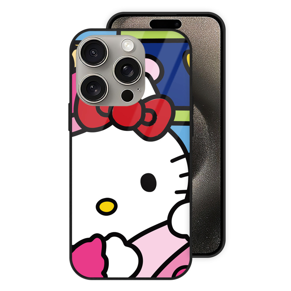 （画像用） Hello Kitty ハローキティ 【iPhone15Pro対応】スマホケース 耐衝撃＆黄変防止 背面ガラス