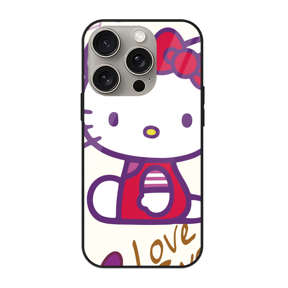 （画像用） Hello Kitty ハローキティ 【iPhone15Pro対応】スマホケース 耐衝撃＆黄変防止 背面ガラス
