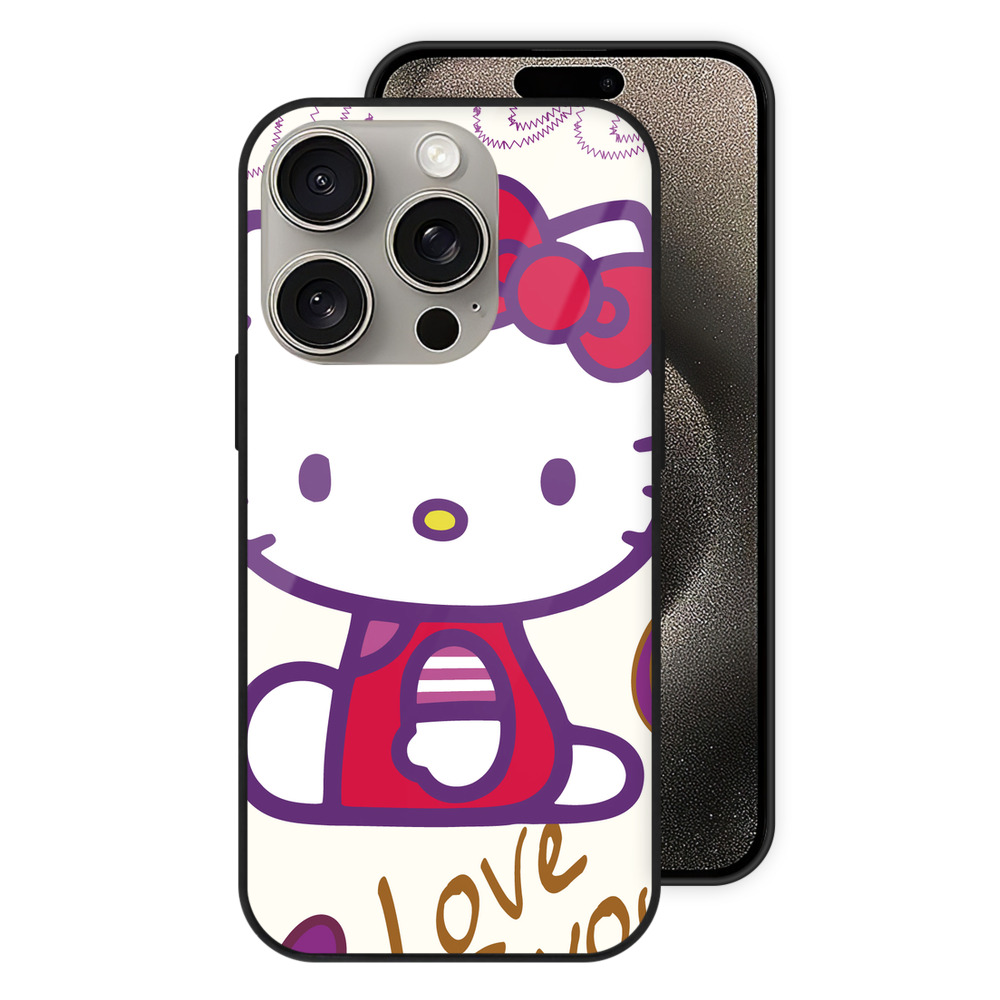 （画像用） Hello Kitty ハローキティ 【iPhone15Pro対応】スマホケース 耐衝撃＆黄変防止 背面ガラス