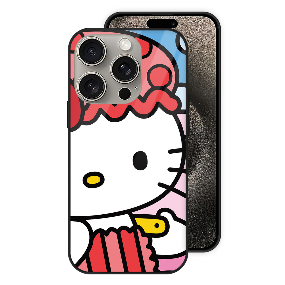 （画像用） Hello Kitty ハローキティ 【iPhone15Pro対応】スマホケース 耐衝撃＆黄変防止 背面ガラス