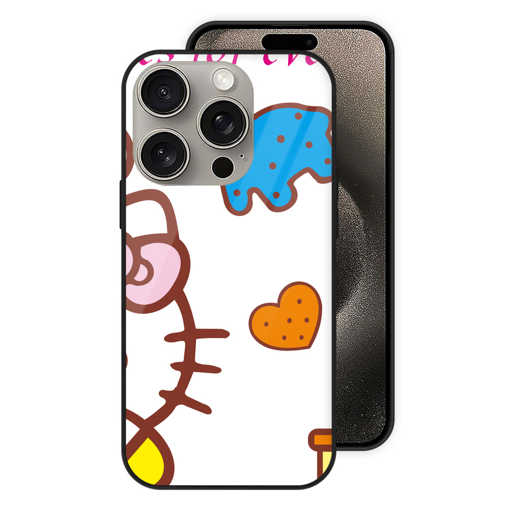 （画像用） Hello Kitty ハローキティ 【iPhone15Pro対応】スマホケース 耐衝撃＆黄変防止 背面ガラス