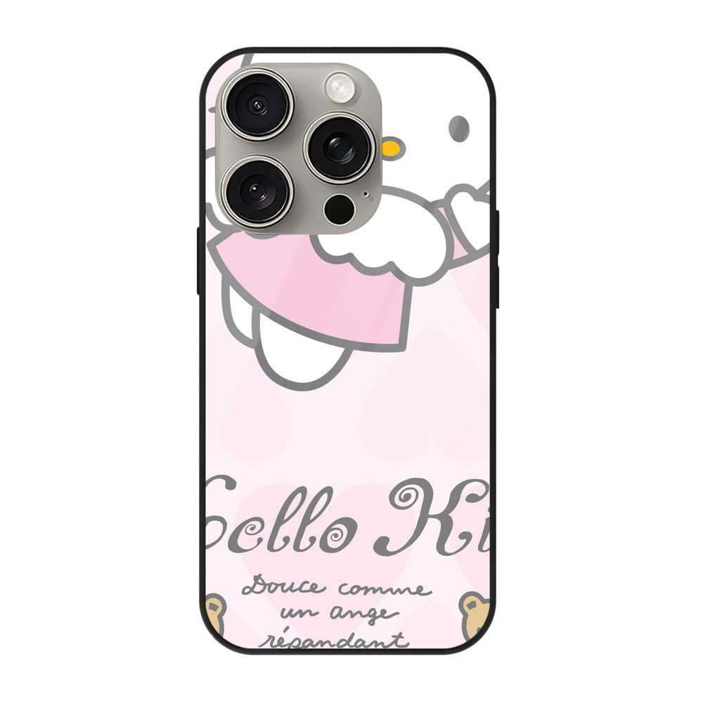 （画像用） Hello Kitty ハローキティ 【iPhone15Pro対応】スマホケース 耐衝撃＆黄変防止 背面ガラス