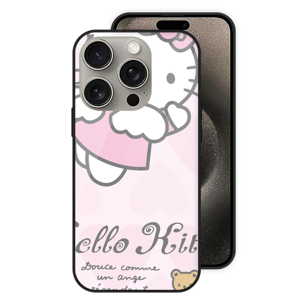 （画像用） Hello Kitty ハローキティ 【iPhone15Pro対応】スマホケース 耐衝撃＆黄変防止 背面ガラス