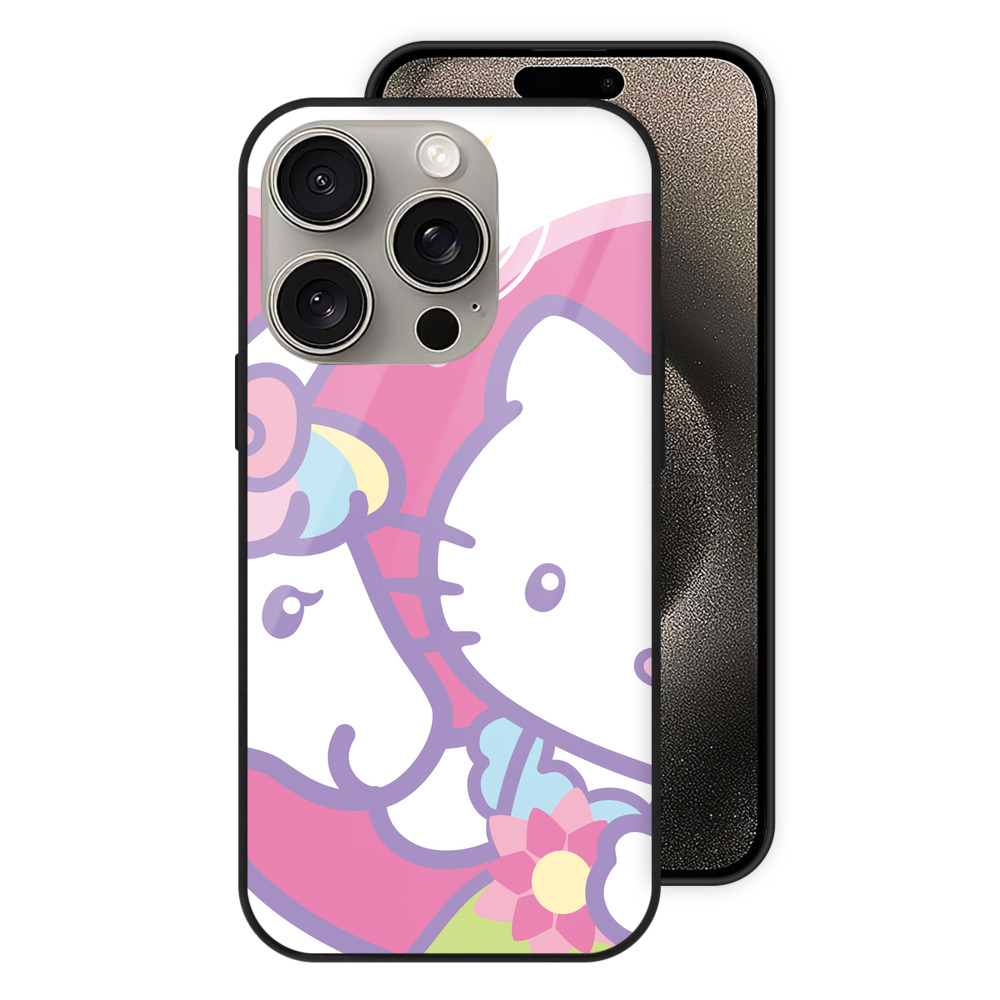 （画像用） Hello Kitty ハローキティ 【iPhone15Pro対応】スマホケース 耐衝撃＆黄変防止 背面ガラス