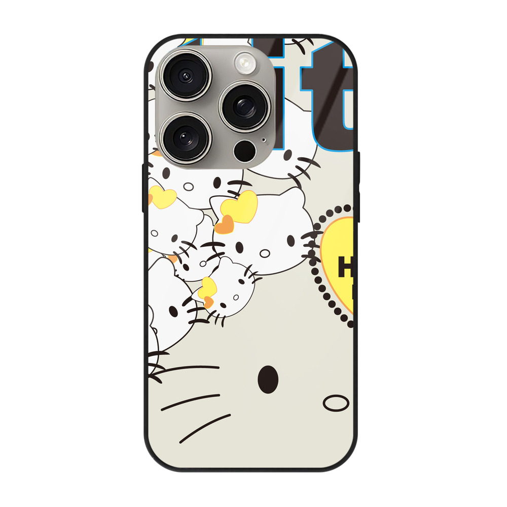 （画像用） Hello Kitty ハローキティ 【iPhone15Pro対応】スマホケース 耐衝撃＆黄変防止 背面ガラス