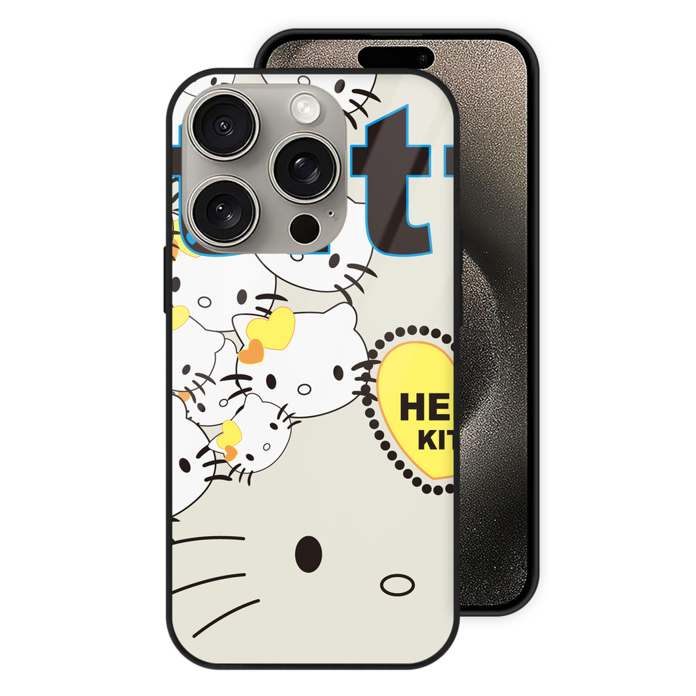 （画像用） Hello Kitty ハローキティ 【iPhone15Pro対応】スマホケース 耐衝撃＆黄変防止 背面ガラス