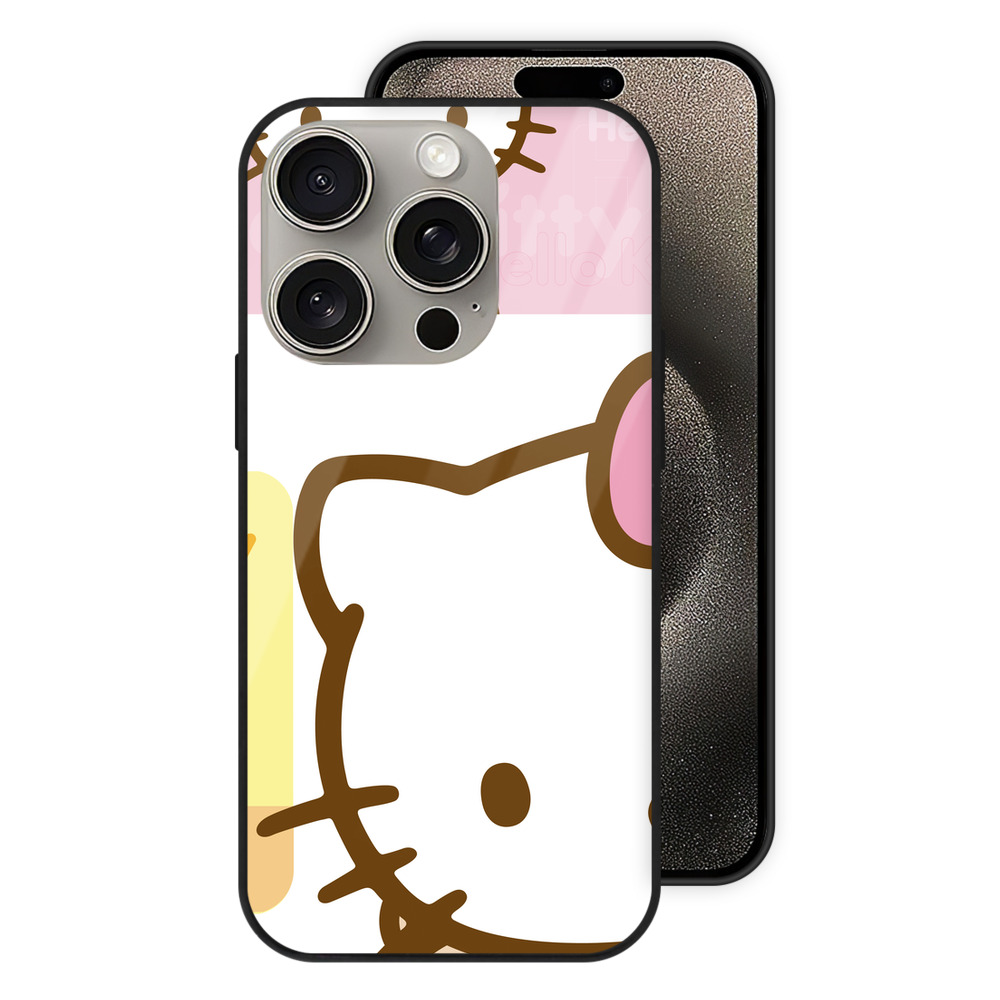 （画像用） Hello Kitty ハローキティ 【iPhone15Pro対応】スマホケース 耐衝撃＆黄変防止 背面ガラス
