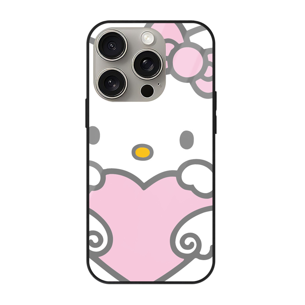 （画像用） Hello Kitty ハローキティ 【iPhone15Pro対応】スマホケース 耐衝撃＆黄変防止 背面ガラス