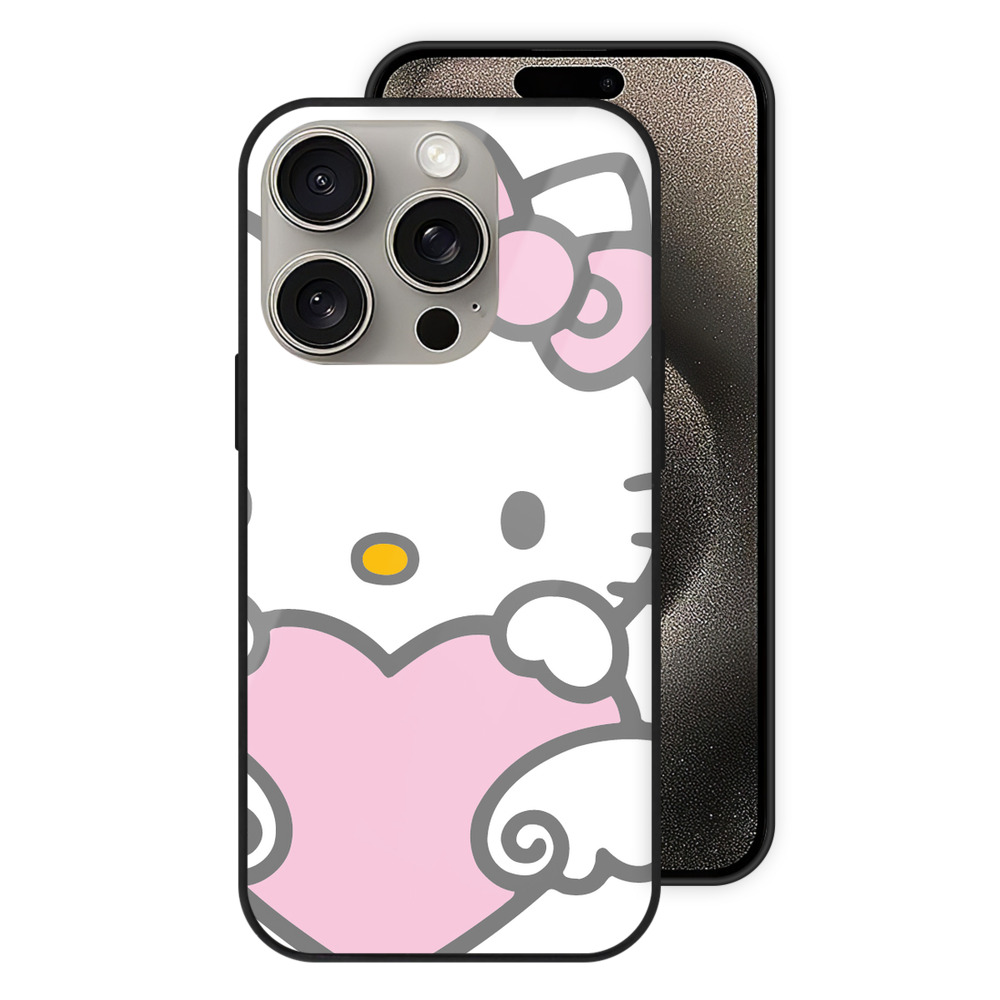 （画像用） Hello Kitty ハローキティ 【iPhone15Pro対応】スマホケース 耐衝撃＆黄変防止 背面ガラス
