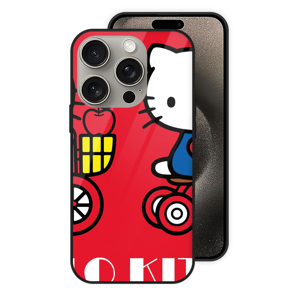 （画像用） Hello Kitty ハローキティ 【iPhone15Pro対応】スマホケース 耐衝撃＆黄変防止 背面ガラス
