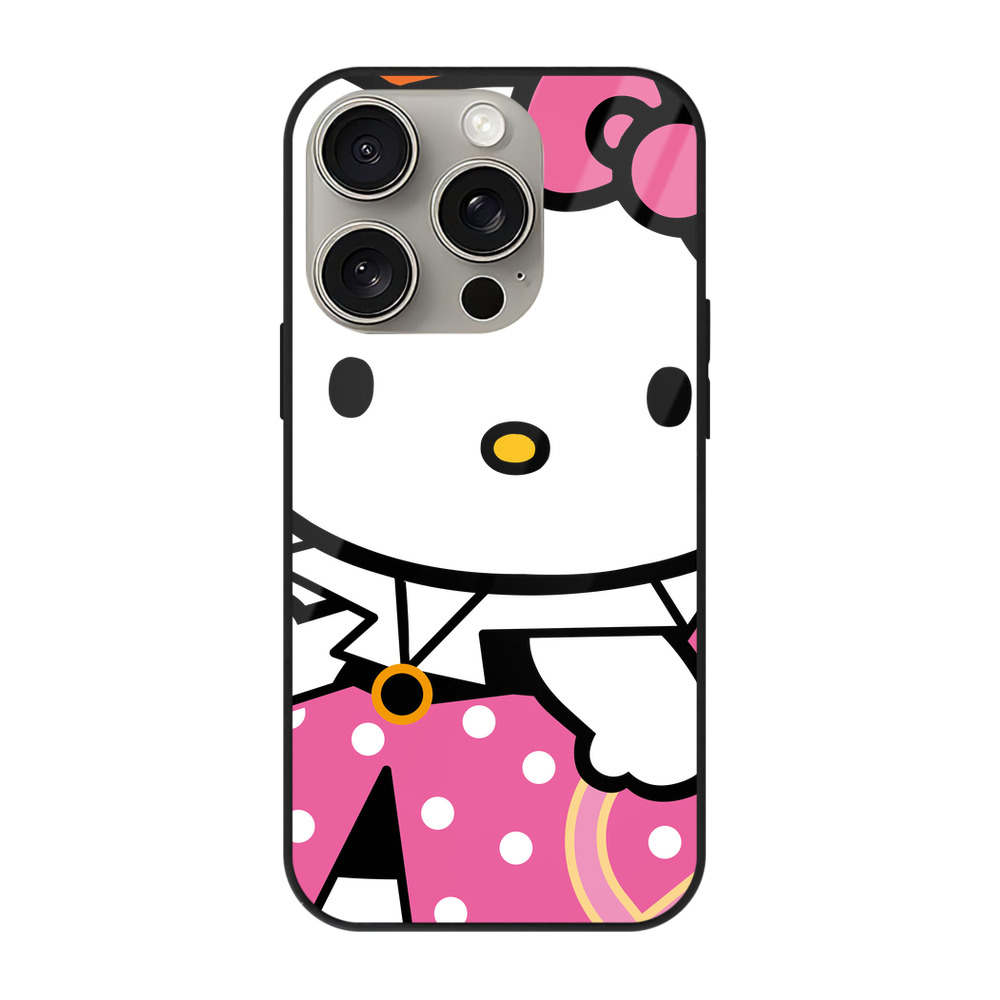 （画像用） Hello Kitty ハローキティ 【iPhone15Pro対応】スマホケース 耐衝撃＆黄変防止 背面ガラス