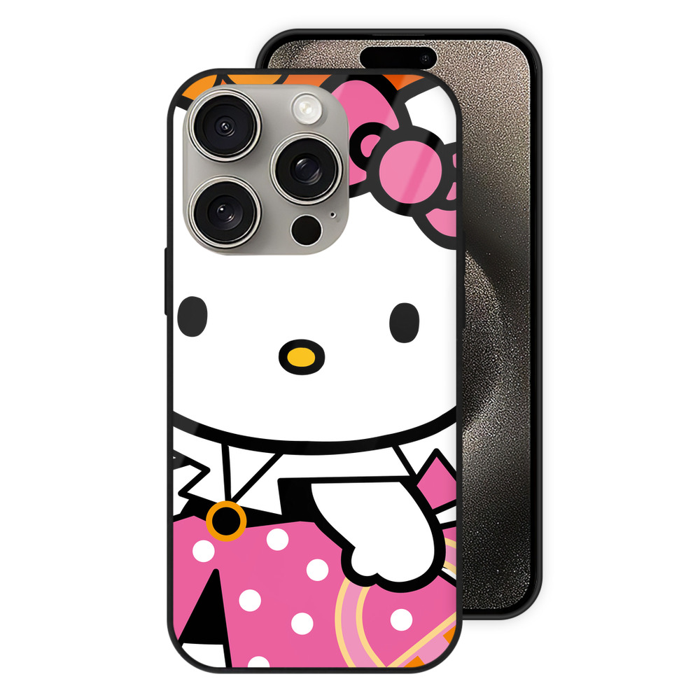 （画像用） Hello Kitty ハローキティ 【iPhone15Pro対応】スマホケース 耐衝撃＆黄変防止 背面ガラス