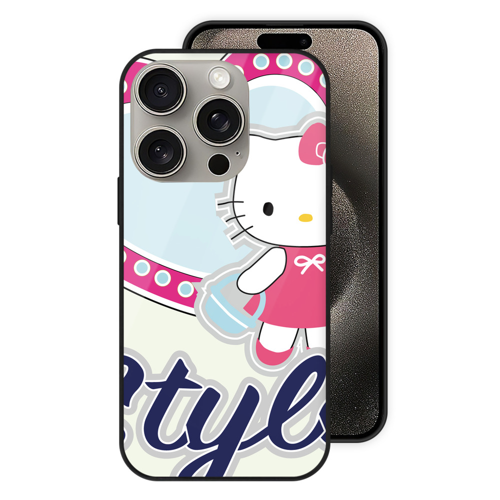 （画像用） Hello Kitty ハローキティ 【iPhone15Pro対応】スマホケース 耐衝撃＆黄変防止 背面ガラス
