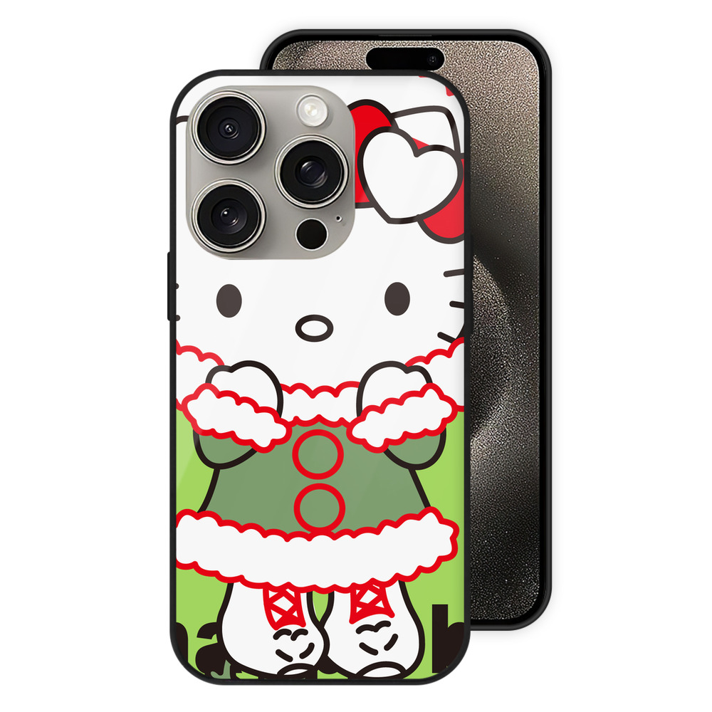 （画像用） Hello Kitty ハローキティ 【iPhone15Pro対応】スマホケース 耐衝撃＆黄変防止 背面ガラス