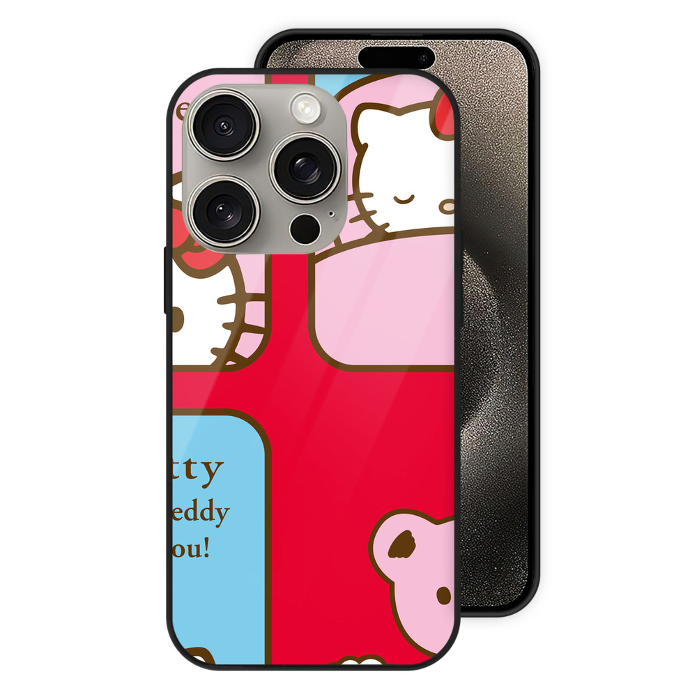 （画像用） Hello Kitty ハローキティ 【iPhone15Pro対応】スマホケース 耐衝撃＆黄変防止 背面ガラス