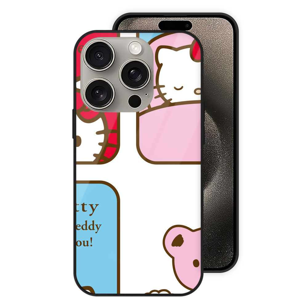 （画像用） Hello Kitty ハローキティ 【iPhone15Pro対応】スマホケース 耐衝撃＆黄変防止 背面ガラス