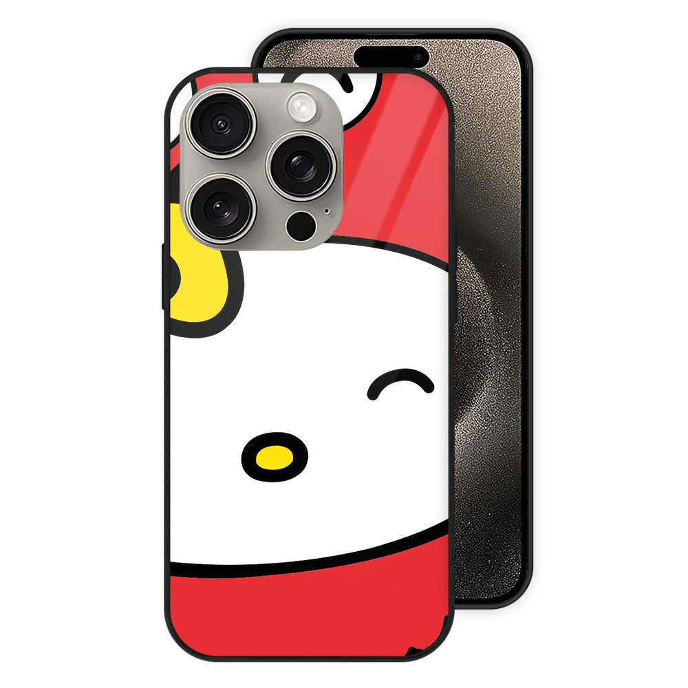 （画像用） Hello Kitty ハローキティ 【iPhone15Pro対応】スマホケース 耐衝撃＆黄変防止 背面ガラス