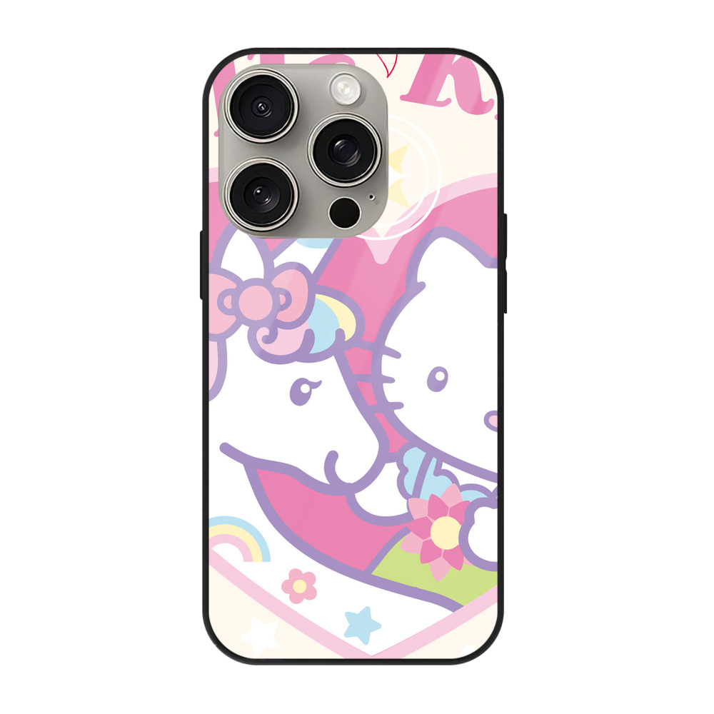 （画像用） Hello Kitty ハローキティ 【iPhone15Pro対応】スマホケース 耐衝撃＆黄変防止 背面ガラス