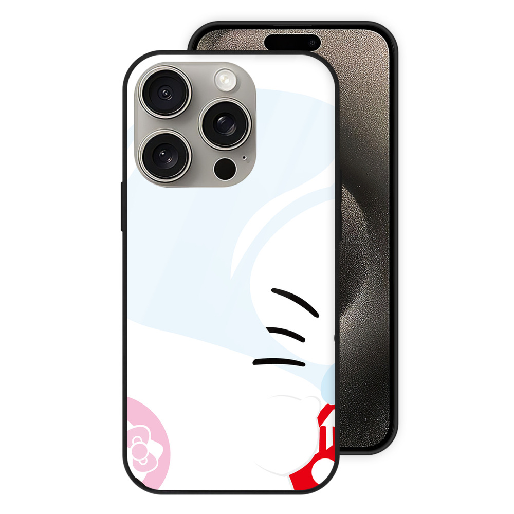 （画像用） Hello Kitty ハローキティ 【iPhone15Pro対応】スマホケース 耐衝撃＆黄変防止 背面ガラス