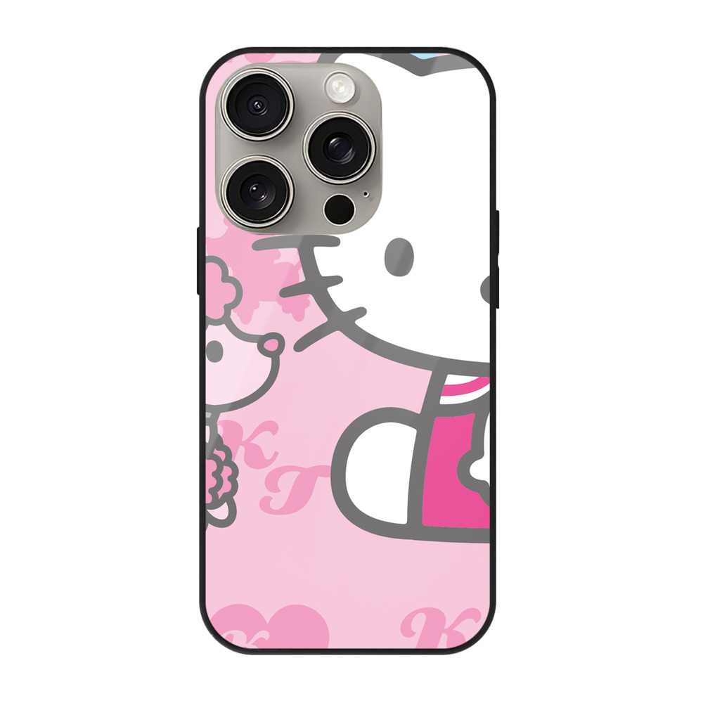（画像用） Hello Kitty ハローキティ 【iPhone15Pro対応】スマホケース 耐衝撃＆黄変防止 背面ガラス