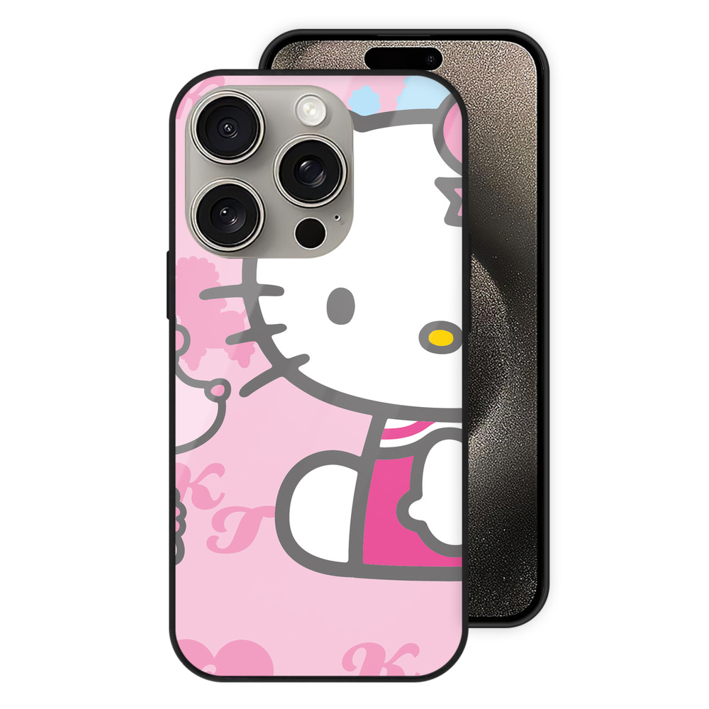（画像用） Hello Kitty ハローキティ 【iPhone15Pro対応】スマホケース 耐衝撃＆黄変防止 背面ガラス