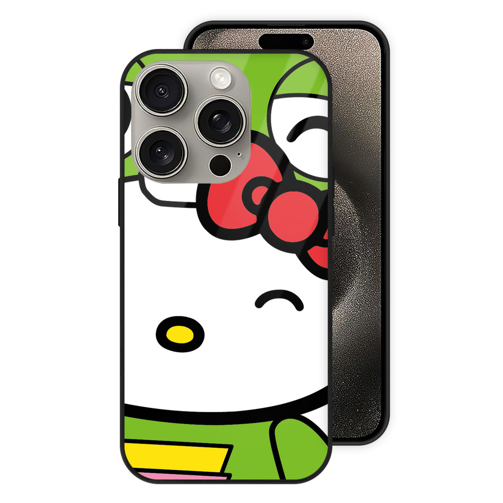（画像用） Hello Kitty ハローキティ 【iPhone15Pro対応】スマホケース 耐衝撃＆黄変防止 背面ガラス
