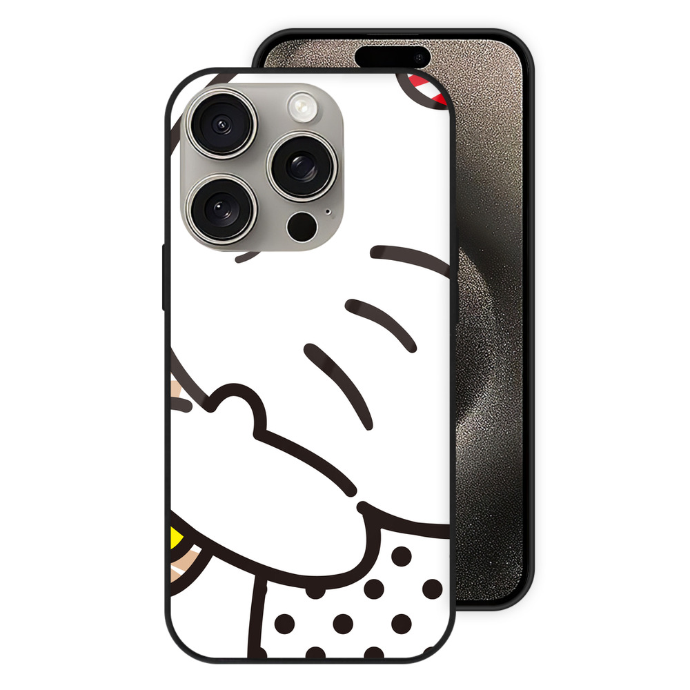 Hello Kitty ハローキティ 【iPhone15Pro対応】スマホケース 耐衝撃＆黄変防止 背面ガラス