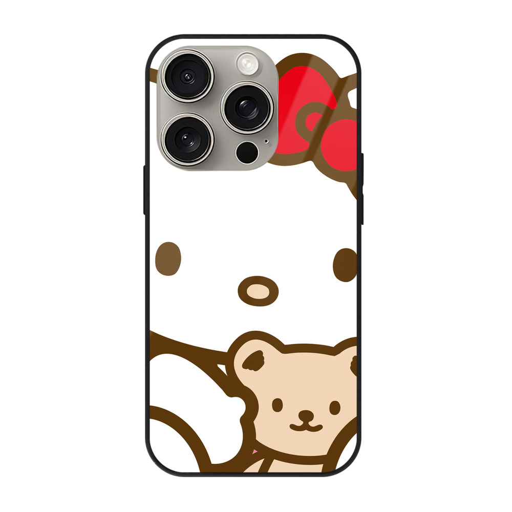 （画像用） Hello Kitty ハローキティ 【iPhone15Pro対応】スマホケース 耐衝撃＆黄変防止 背面ガラス