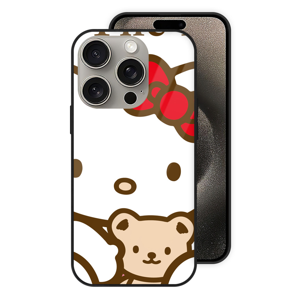 （画像用） Hello Kitty ハローキティ 【iPhone15Pro対応】スマホケース 耐衝撃＆黄変防止 背面ガラス