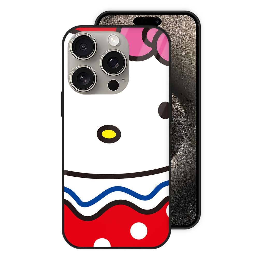 （画像用） Hello Kitty ハローキティ 【iPhone15Pro対応】スマホケース 耐衝撃＆黄変防止 背面ガラス