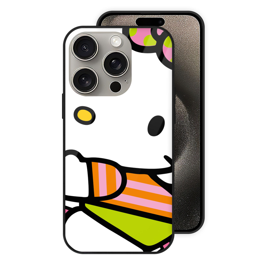 （画像用） Hello Kitty ハローキティ 【iPhone15Pro対応】スマホケース 耐衝撃＆黄変防止 背面ガラス