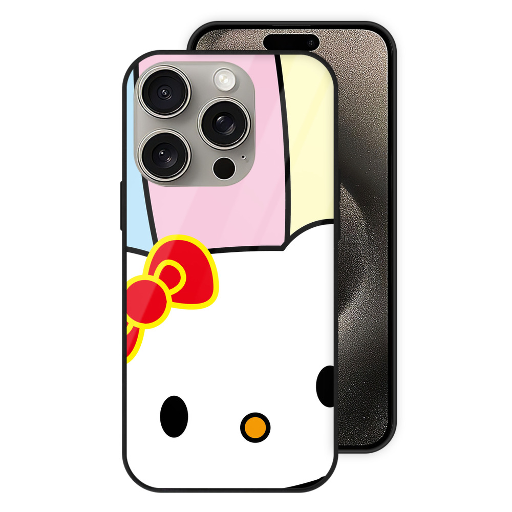 （画像用） Hello Kitty ハローキティ 【iPhone15Pro対応】スマホケース 耐衝撃＆黄変防止 背面ガラス