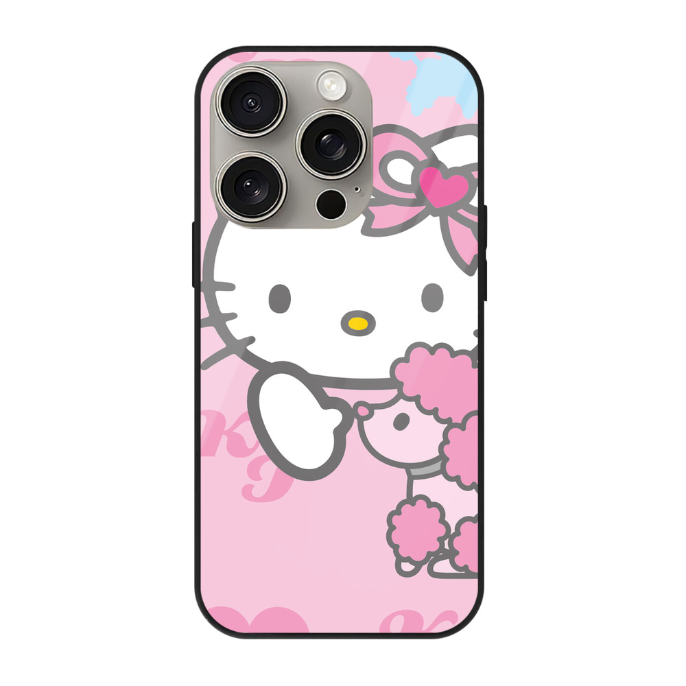 （画像用） Hello Kitty ハローキティ 【iPhone15Pro対応】スマホケース 耐衝撃＆黄変防止 背面ガラス