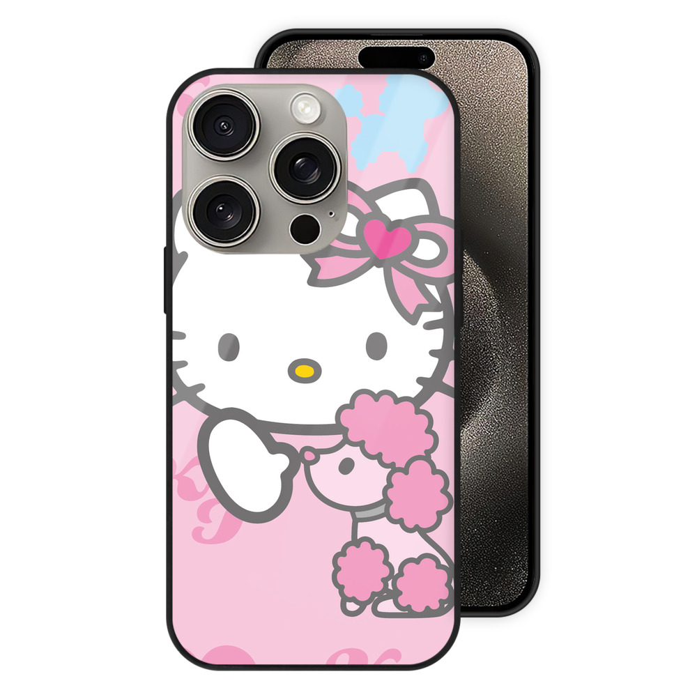 （画像用） Hello Kitty ハローキティ 【iPhone15Pro対応】スマホケース 耐衝撃＆黄変防止 背面ガラス