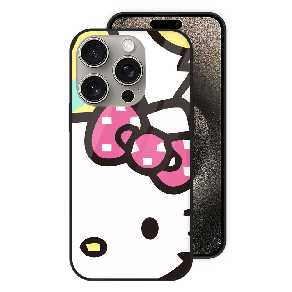 （画像用） Hello Kitty ハローキティ 【iPhone15Pro対応】スマホケース 耐衝撃＆黄変防止 背面ガラス