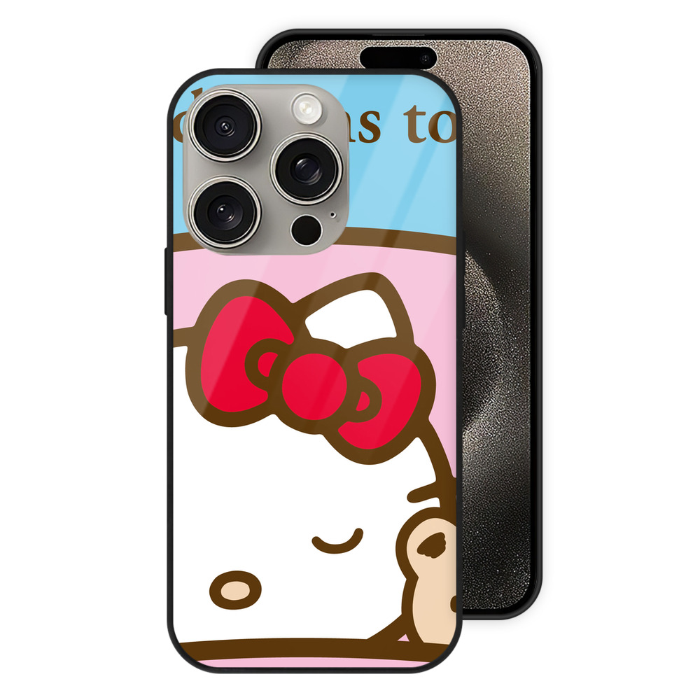 （画像用） Hello Kitty ハローキティ 【iPhone15Pro対応】スマホケース 耐衝撃＆黄変防止 背面ガラス