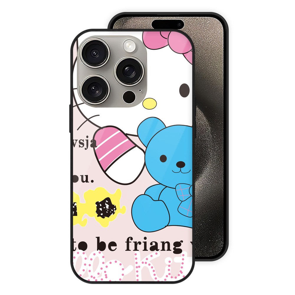 （画像用） Hello Kitty ハローキティ 【iPhone15Pro対応】スマホケース 耐衝撃＆黄変防止 背面ガラス