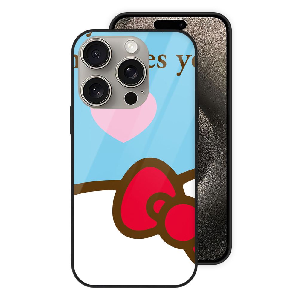 （画像用） Hello Kitty ハローキティ 【iPhone15Pro対応】スマホケース 耐衝撃＆黄変防止 背面ガラス