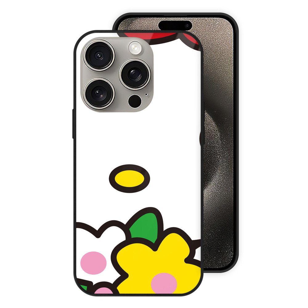 （画像用） Hello Kitty ハローキティ 【iPhone15Pro対応】スマホケース 耐衝撃＆黄変防止 背面ガラス