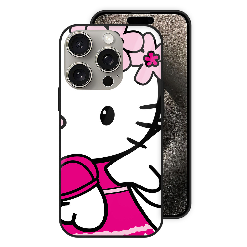 （画像用） Hello Kitty ハローキティ 【iPhone15Pro対応】スマホケース 耐衝撃＆黄変防止 背面ガラス