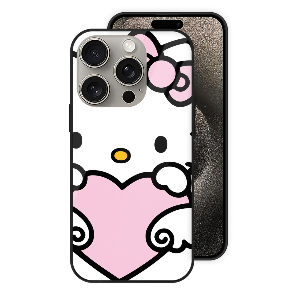 （画像用） Hello Kitty ハローキティ 【iPhone15Pro対応】スマホケース 耐衝撃＆黄変防止 背面ガラス