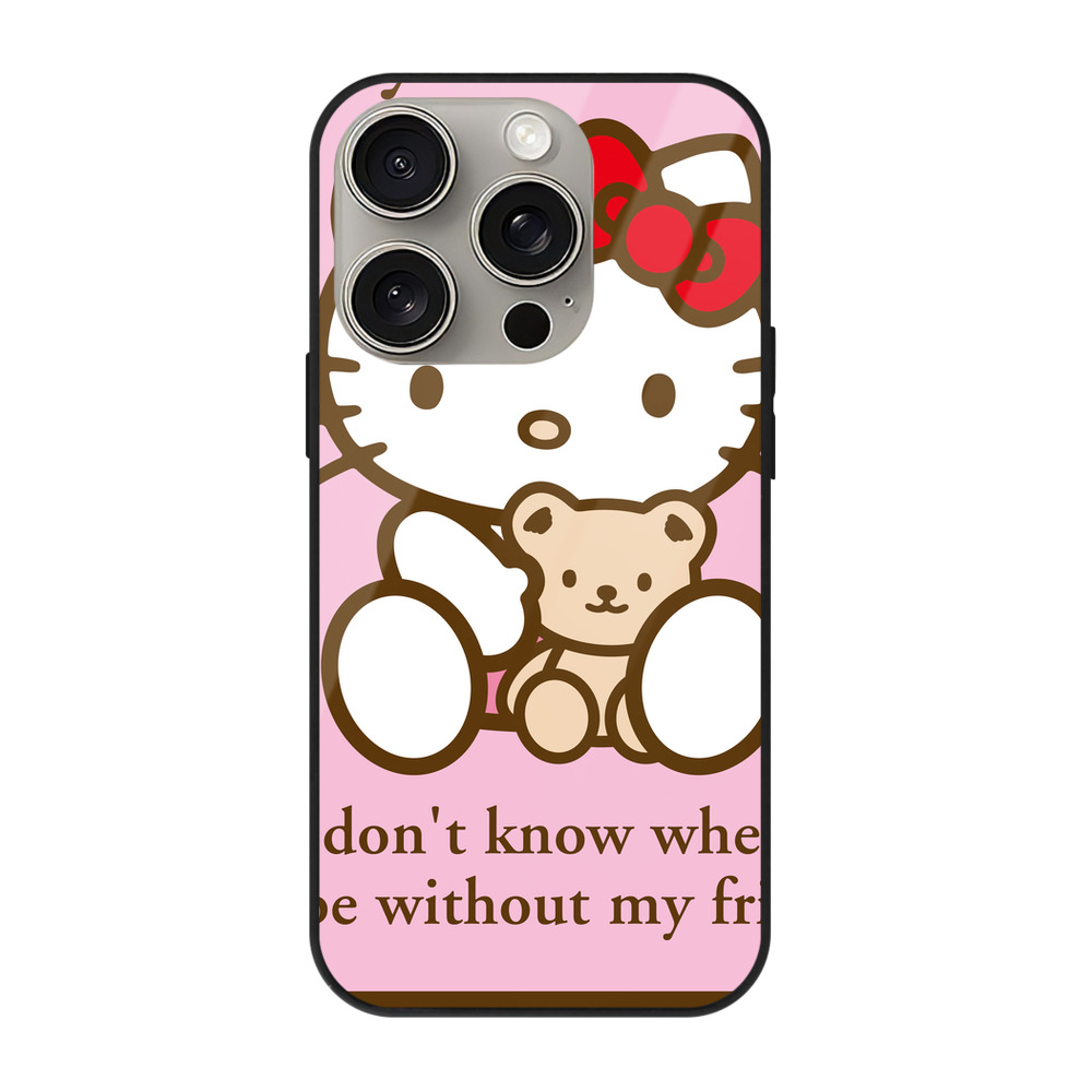 （画像用） Hello Kitty ハローキティ 【iPhone15Pro対応】スマホケース 耐衝撃＆黄変防止 背面ガラス