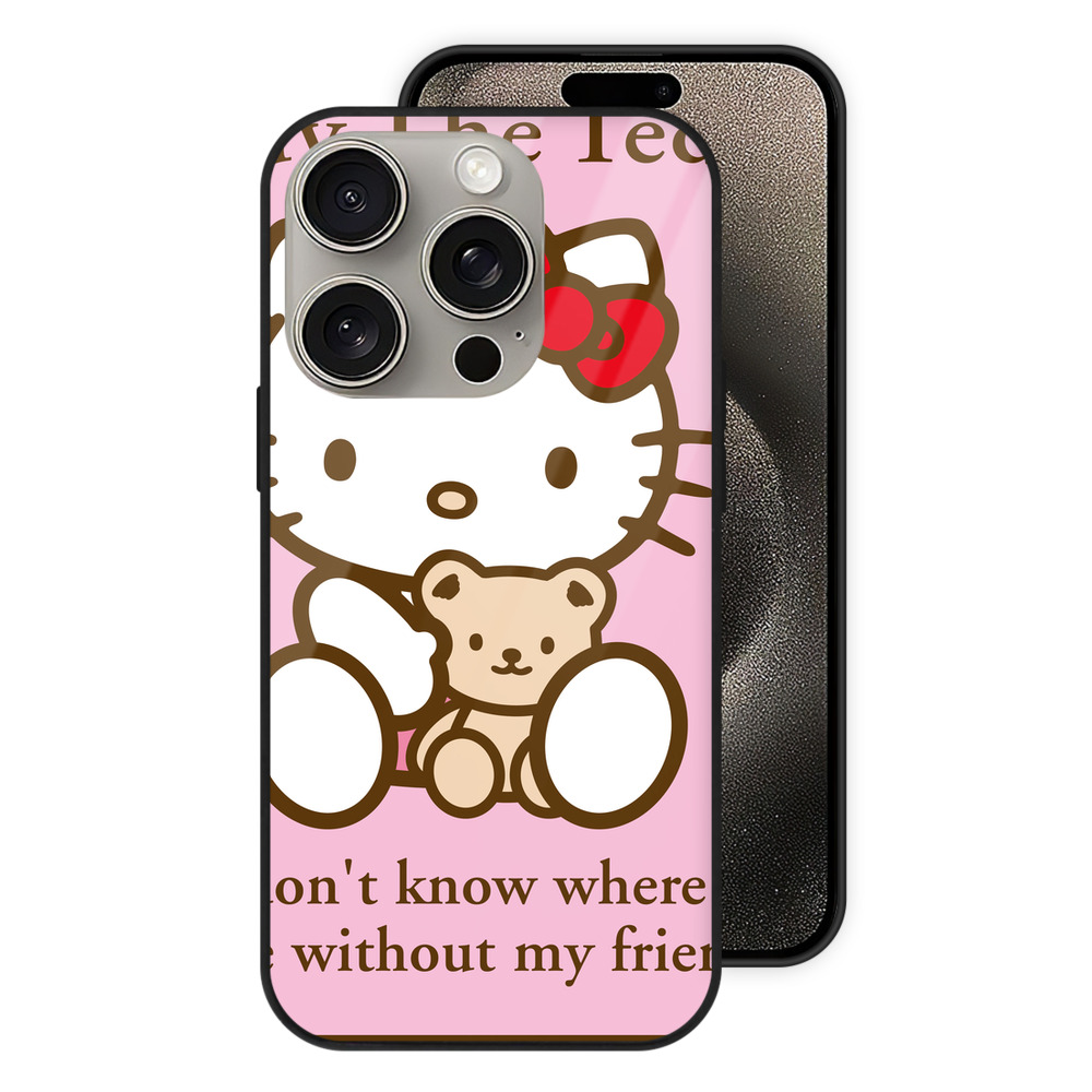 （画像用） Hello Kitty ハローキティ 【iPhone15Pro対応】スマホケース 耐衝撃＆黄変防止 背面ガラス