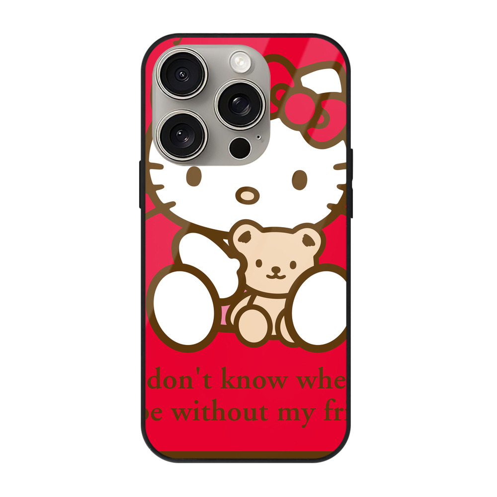 （画像用） Hello Kitty ハローキティ 【iPhone15Pro対応】スマホケース 耐衝撃＆黄変防止 背面ガラス