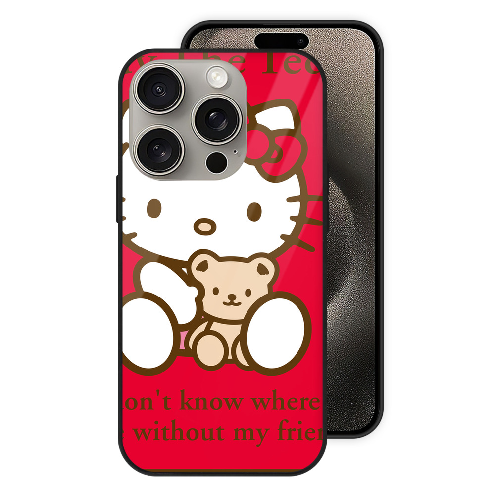 （画像用） Hello Kitty ハローキティ 【iPhone15Pro対応】スマホケース 耐衝撃＆黄変防止 背面ガラス