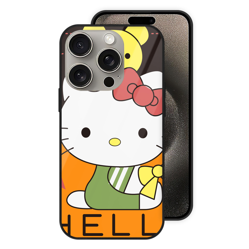 （画像用） Hello Kitty ハローキティ 【iPhone15Pro対応】スマホケース 耐衝撃＆黄変防止 背面ガラス